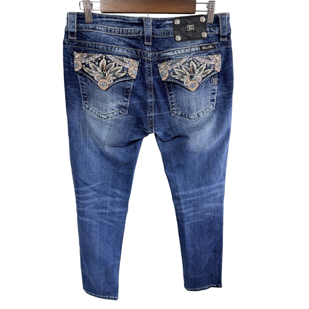Miss Me Jeans Signature Ankle Skinny Women's 30 Blue JP5970AK Embellished Boho